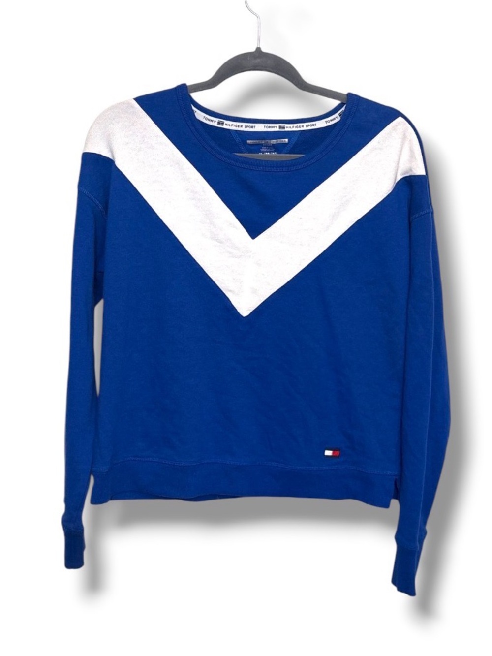 Tommy Hilfiger Sport Women’s XL Crewneck Athleisure Sporty Colorblock Retro Top